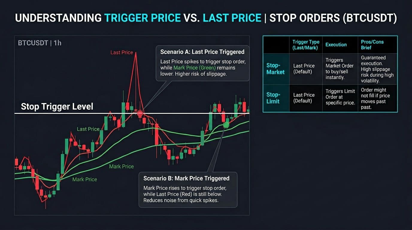 Trigger Price Vs Last Price On Stops Using BTCUSDT Examples