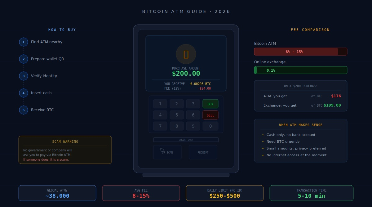 How to Use a Bitcoin ATM in 2026: Bitcoin ATM fees, limitations, and smarter options