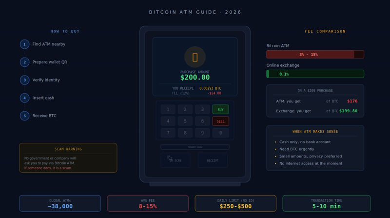 How to Use a Bitcoin ATM in 2026: Bitcoin ATM fees, limitations, and smarter options